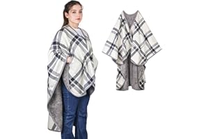 forestfish Wearable Blanket Poncho With Pockets, Fleece Shawl Wrap Blanket For Men And Women Soft Warm