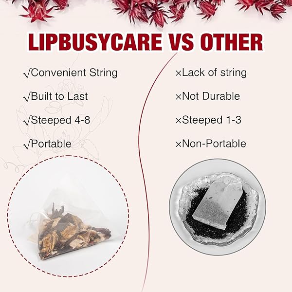 LIPBUSY CARE HIBISCUS TANGERINE COLD BREW TEA BAGS, CAFFEINE FREE 10 BAGS (PACK OF 1), NATURAL DRIED HIBISCUS FLOWERS HERBAL TEA, TE FLOR DE JAMAICA ORGANICA FOR BLOOD PRESSURE -HOT OR ICED TEA