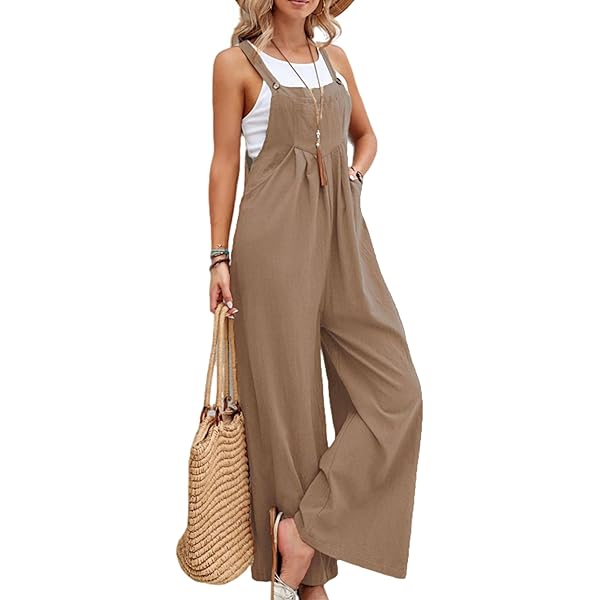 Amazon.com: IDEALSANXUN Jumpsuits for Women Casual Cotton Linen