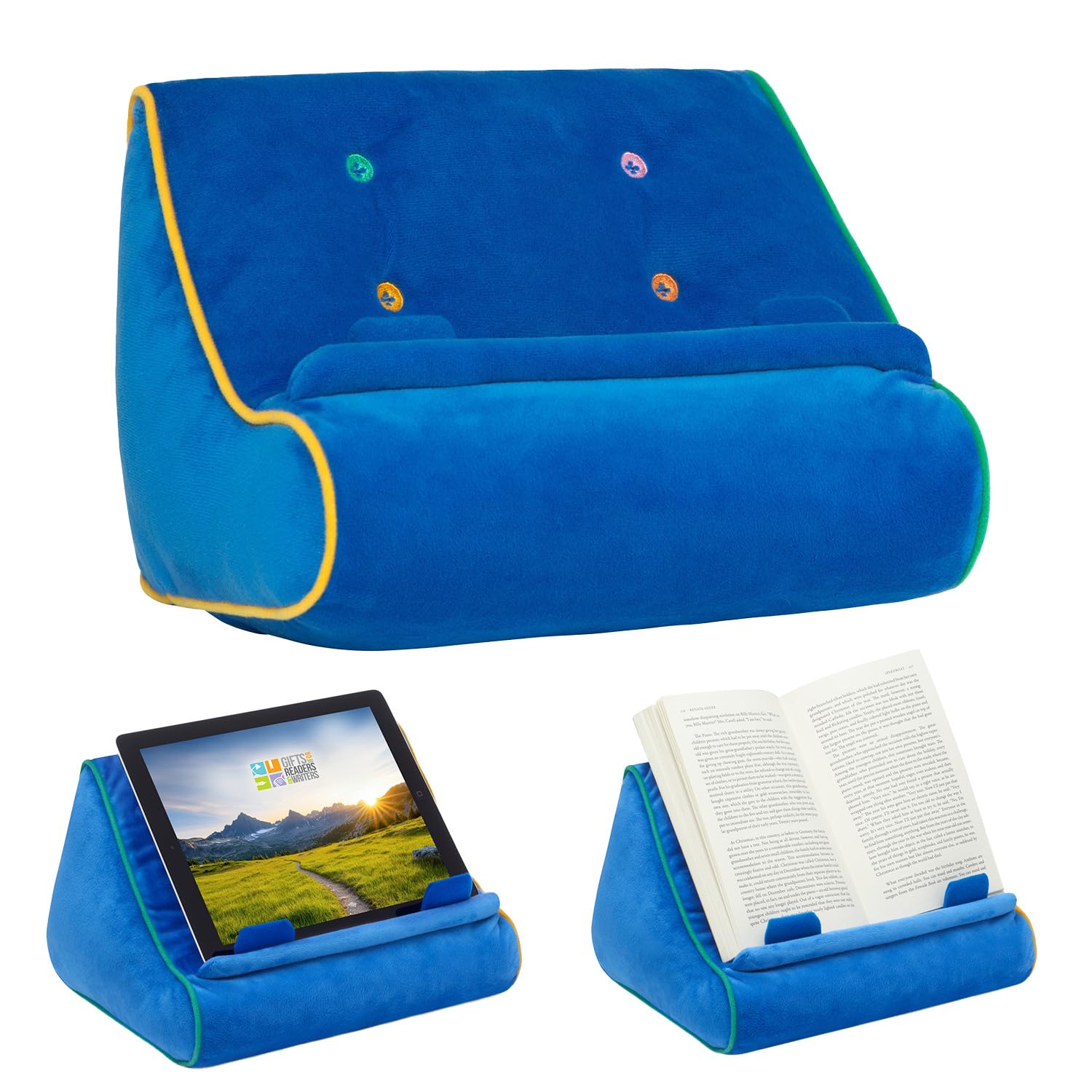 Gifts for Readers & Writers Book Couch iPad Stand for All Tablets, Blue