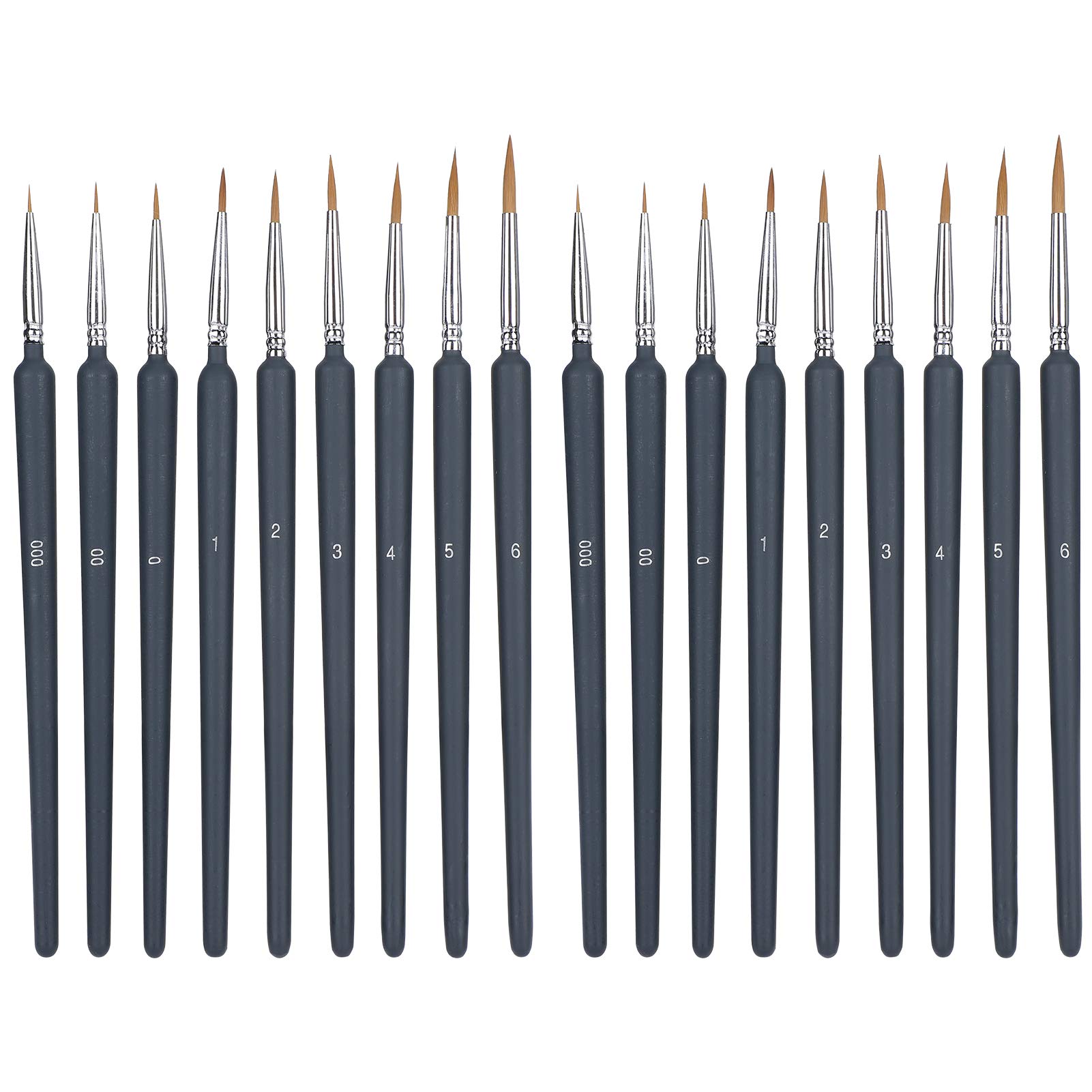 9 Pcs Watercolor Hook Line Pen, Miniature Detail Paint Brush Size 0/00/000/1-6 Artist Professional Painting Brushes for Acrylic, Watercolor, Oil, Face, Nail, Scale Model Painting,