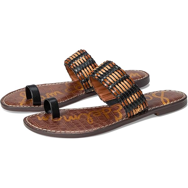 Sam Edelman Sandalo Harlyn Flat Donna - Cognac, Taglia 35.5 EU, Cinturini Sottili, Tacco 1.6 Cm, Senza Lacci