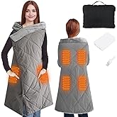Outdoor Heated Blanket with 10000mAh Power Bank, Battery Operated Cordless Electric Heating Throw with 3 Heat Settings, Fast Heating Wearable USB Throw for Camping, Travel, Office & Home Use-Gray