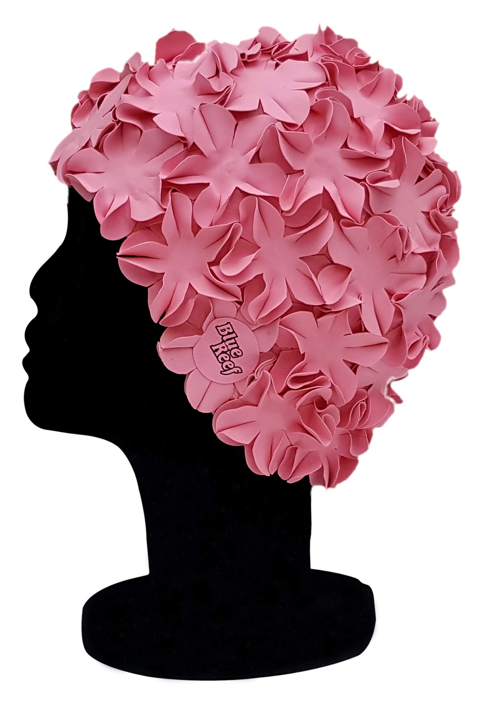Blue Reef Isla Floral Ladies Classic Retro 3D Flower Petal Pastel Plain One Colour Stylish Vintage Swimming Hat Swim Cap One Size Adults (Pastel Pink)