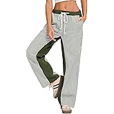 Kedera Women Stripe Straight Pants Pull On Drawstring Loose Baggy Pants Low Rise Boyfriend Boho Trousers 2025