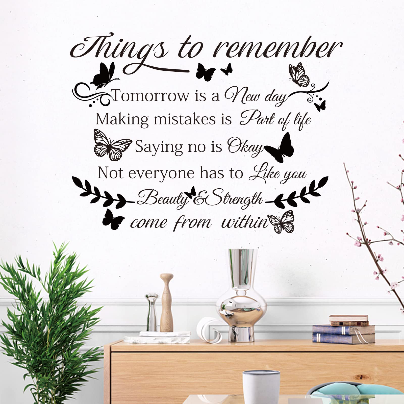 SUPERDANT Things to Remember Wall Stickers Motivational Quotes Wall Decals Black Decals Stickers for Walls for Teenagers Bedroom Living Room Home Decorations 39x98cm