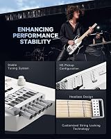 Donner HUSH-X Featherlight Travel Electric Guitar Kit Metallic White view 5