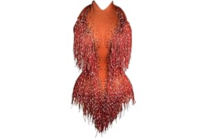 Tyian Sparkly Diamante Fringe Bodysuit Sexy performance birthday club pole Dance Leotard team Drag Queen Costumes Outfit