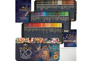 Castle Art Supplies Gold Standard 120 Colouring Pencils Set | Quality Oil-based Coloured Cores Stay Sharper, Tougher Against Breakage | For Adult Artists, Colourists | In Presentation Tin Box
