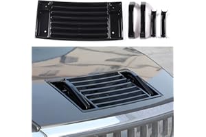 Lcojicep Hood Deck Vent Panel Covers Trim Moulding Compatible with Hummer 2003-2009 H2 Front Hood Vent Louver Cover, Front Hood Grille Trim (Hood Vent Panel & Handle Kit, Piano Black)