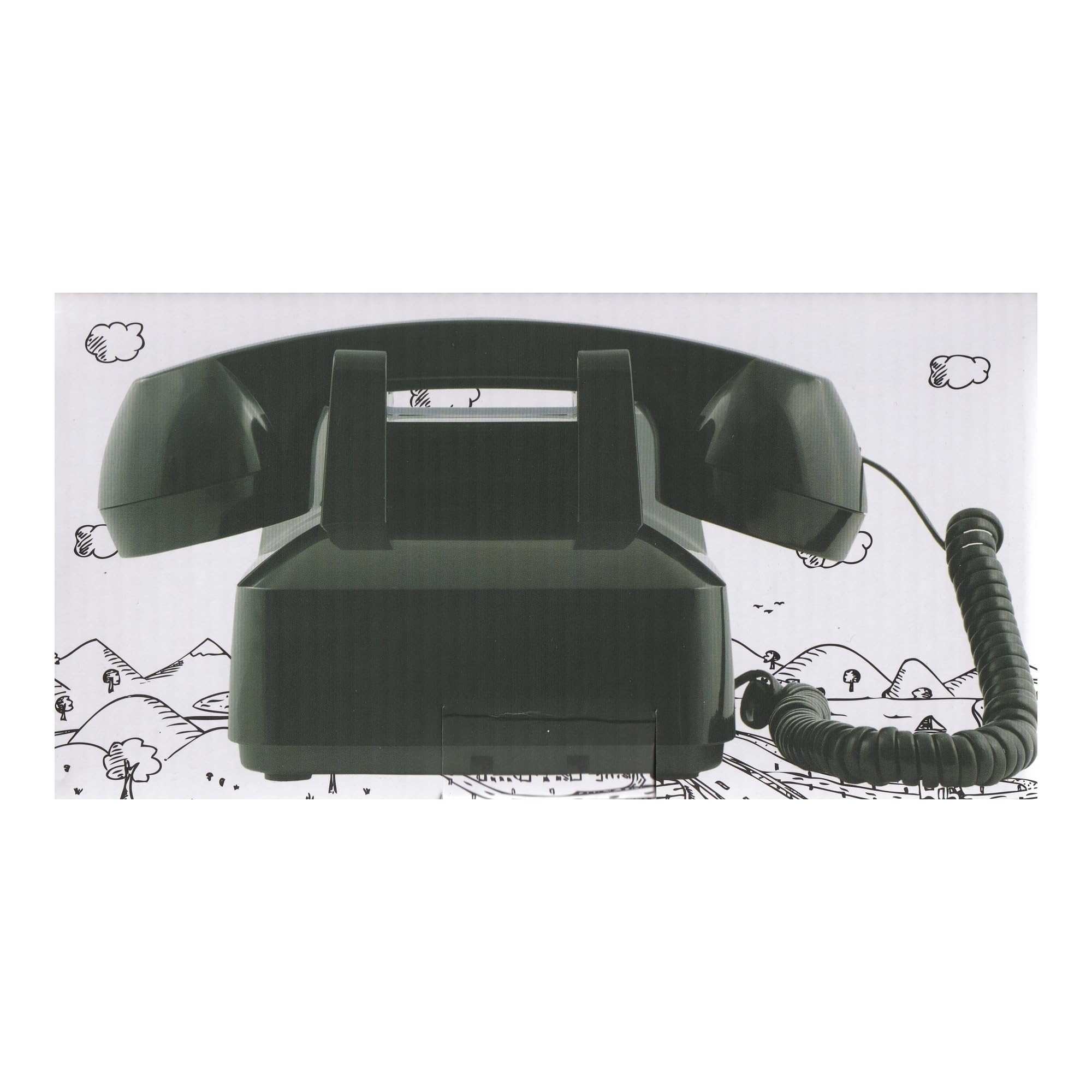 Opis PushMeFon Cable: The Landline Phone for Home in Retro Style - Non Electric Vintage Push Button Telephone for Landline Connections in Light Blue