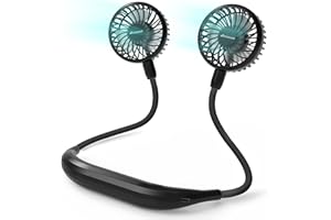 AMACOOL Neck Fan Battery Operated Neckband Fan Hand-Free Wearable Personal Fan for Hot Flashes Home Office Travel Outdoor Sports (Black)