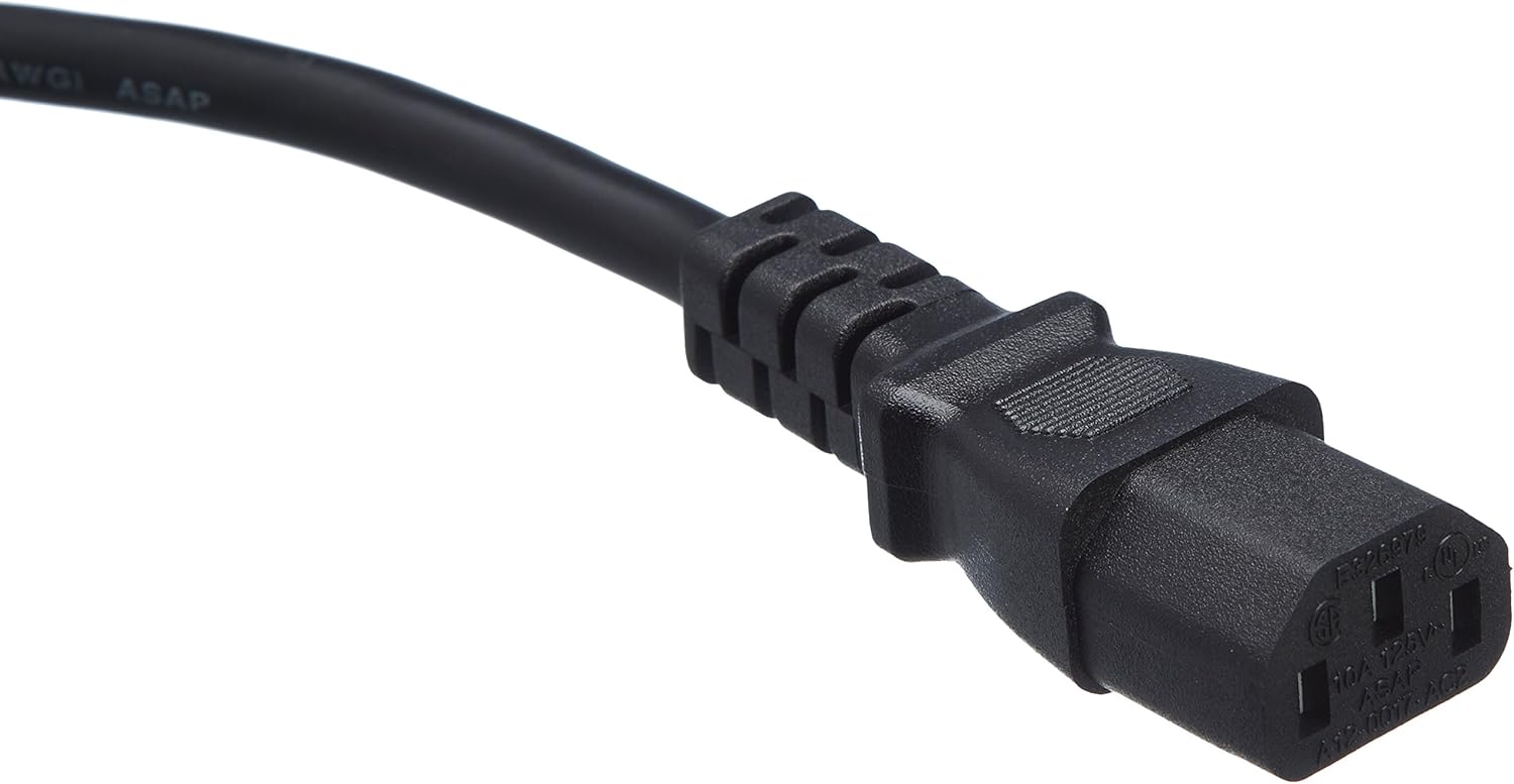 Basics Computer Monitor TV Replacement Power Cord - 10-Foot, Black: Electronics
