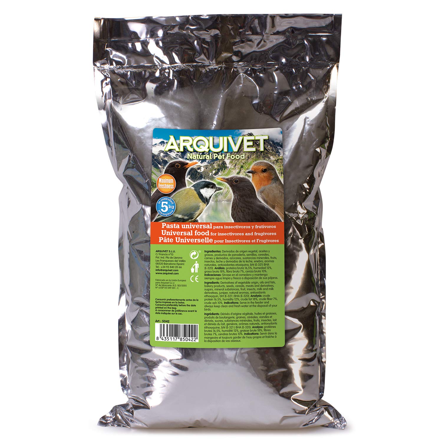 arquivet Pasta Universal for insectívoros and frutívoros 5 kg – 5000 gr, 40 x 30 x 10 cm