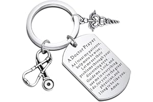 UJIMS A Doctors Prayer Keychain with Caduceus Charm Medical Doctor Guardian Angel Gift Doctor Retirement Jewelry