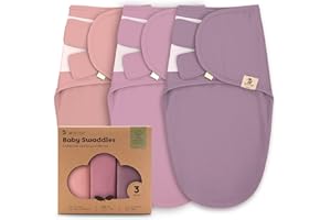 Sweety Fox 3-Pack Organic Baby Swaddle Sleep Sacks - Swaddles for Newborns, Infant 0-3 Months, Baby Girls, Boys, Soft & Snug Newborn Sleep Sack, Nursery Swaddling Blankets (Pink Blush)