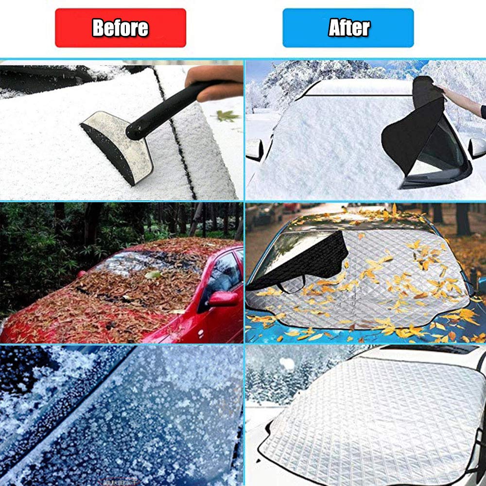 HIGHCOOLER Car Windshield Snow Cover, Windshield Snow Ice Cover with 5 Layers Protection Extra Large Magnetic Windshield Cover Fits Most of Car