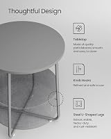 VASAGLE Round Side Table with Fabric Basket Dove Grey Slate Grey LET223G36 view 5
