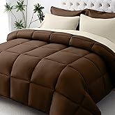JOLLYVOGUE Queen Comforter Set, Ultra-Soft Bed in a Bag Queen Size 7 Pieces, Oeko-TEX Certified Bedding Set with Down Alternative Comforter, Sheets, Pillowcases & Shams, Brown & Beige