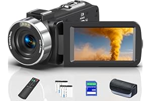 CARLHIP 8K 64MP Video Camera 18X Digital Camcorder Video Camera for YouTube 3.0 inch Flip Screen Camcorder Vlogging Camera with 32GB SD Card, 2.4G Remote Control, Two Batteries