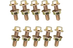 leechio 10 PCS Exhaust Manifold Bolt Kit, M8X1.25-30mmFlange Bolts, Rust-Proof High Carbon Steel Steel Flange Nut Screw, Car Retrofit Replacement Parts, for Most Car Models (Gold)