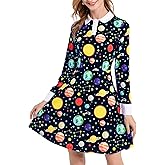 AXUIOKRY Womens Long Sleeve Peter Pan Collar Fit and Flare Above Knee Aline Halloween Dress