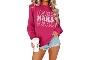 ASTANFY Oversized Mama Sweatshirt Women Mama Mom Bruh Pullover Tops Casual Crewneck Loose Long Sleeve Shirt
