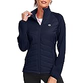 MoFiz Womens Lightweight Insulated Hiking Jacket Fleece Lined Thermal Hybrid Softshell Full Zip Winter Fall Running Coat