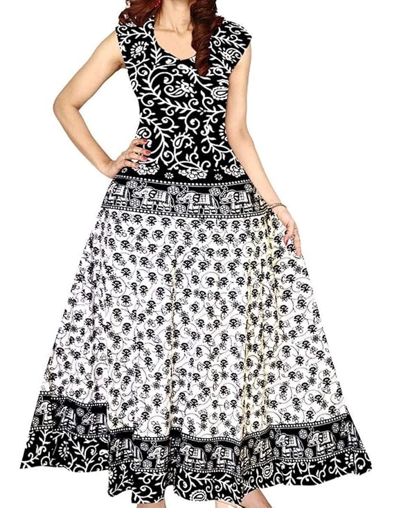 Women's Jaipuri Printed Trending Sleeveless Anarkali Kurta