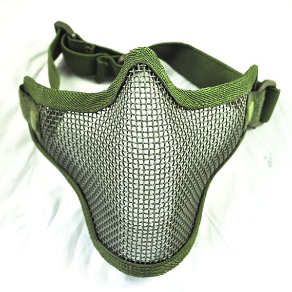 Kohlenstoffstahl Streik Stil Airsoft Mesh Maske Halbes Gesicht (Armee Gr?n)