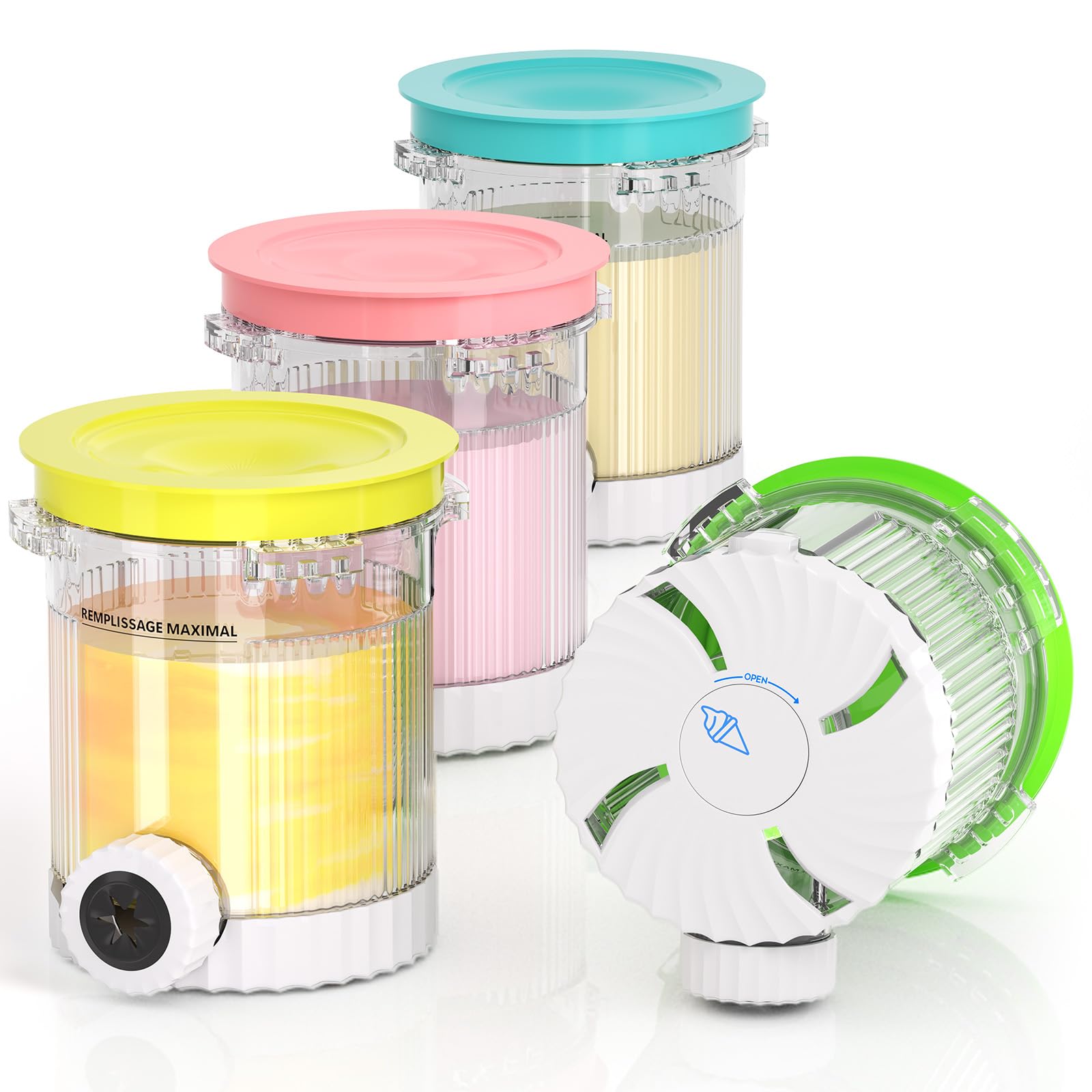 Photo 1 of 4 Pack for Ninja Creami Swirl Pints and Lids Compatible with Ninja NC700 Series, NC701, NC701C, Creami Containers for Swirl Ice Cream & Soft Serve Makers, BPA-Free, Dishwasher Safe