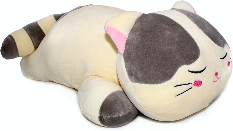 Vintoys Sleeping Cat Hugging Pillow Plush 23.5 Inches Grey