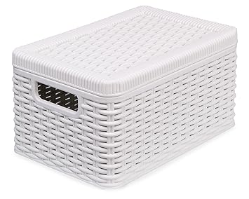 Aufbewahrungsbox Rattan Weiß