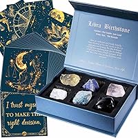 Faivykyd Libra Birthday Crystals Gifts - w/50 Daily Affirmations Cards and 6 Healing Crystals Natural Stones, Positive Affirm