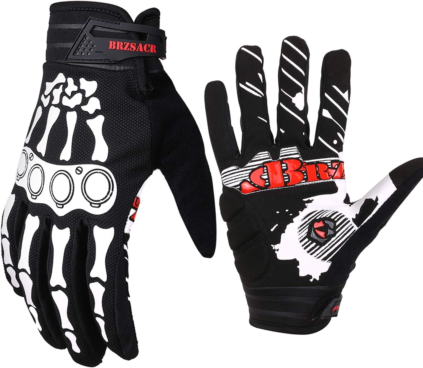 Cycling Gloves Skeleton Bone Motorcycle Bike Gloves Mountain Padded Road Bicycle Riding for Men Women Outdoor Resistance for Biking Climbing Hiking Full Finger Gloves.
