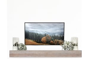 MCS 60-Inch Mantel, Master & Co Warm Gray Finsh Solid Wood Floating Fireplace Mantel, Long Floating Shelf for Livingroom with Wood Cleat Hanging System, Photo and Home Decor Display Shelf