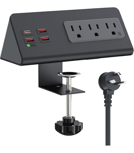 thumbnail interactive-video image 1 of 3 Outlet Desk Clamp Power Strip, Desktop Power Strip With USB Ports Desk Mount Usb Charging Power Station On Desk Edge Power Outlet 125v 12a 1500w 6ft Desk Outlet Strip Mosdeskpower 1 of 12