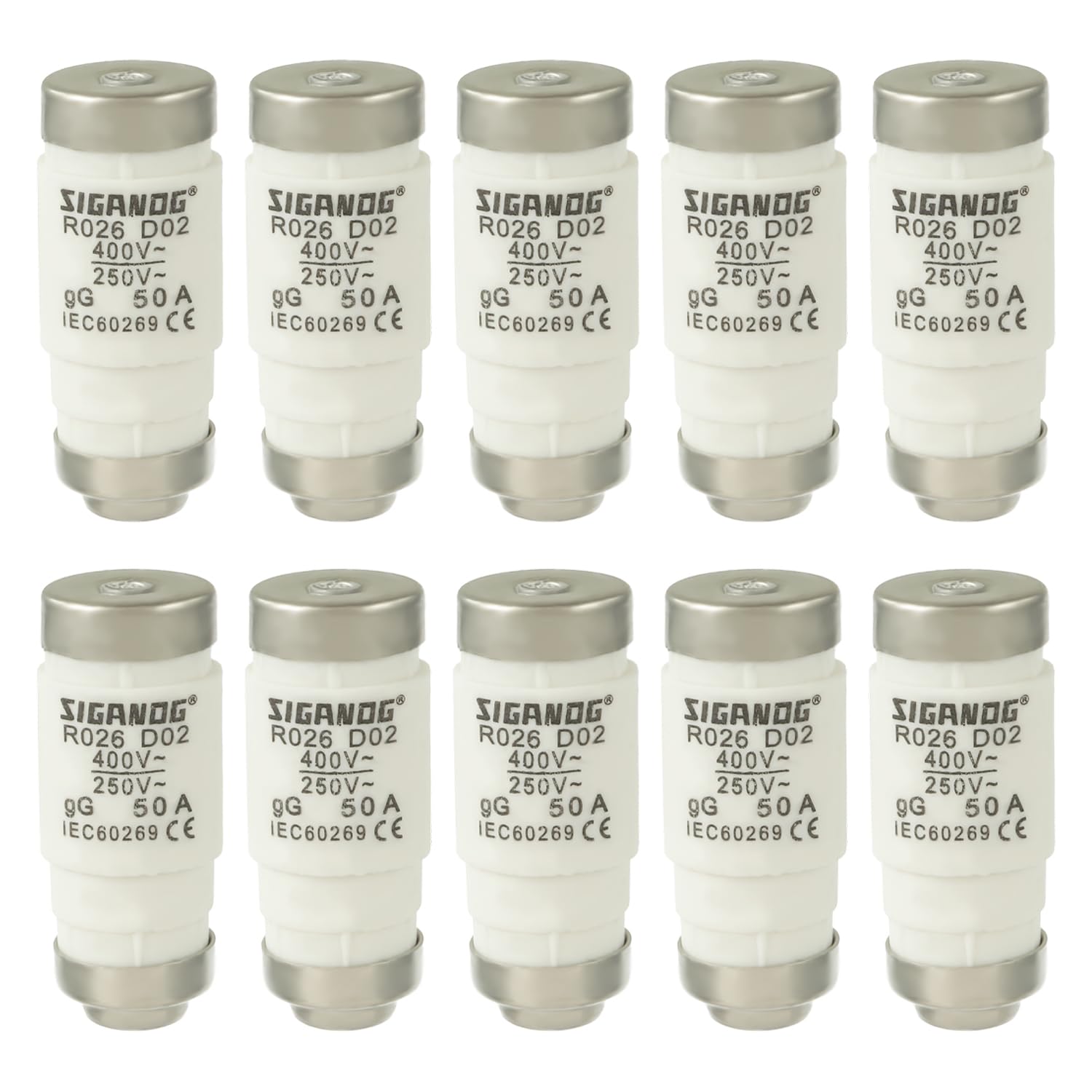 SIGANDG D02 Fuse, Bottle Fuse 50A gL/gG 400VAC (10 PCS)