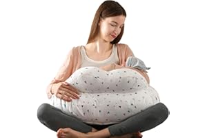BATTOP Nursing Pillow for Breastfeeding,Plus Size Breastfeeding Pillow for More Support for Mom Baby,with Removable Cover Adjustable Waist Strap,Feeding Pillow