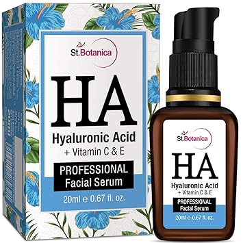 StBotanica Hyaluronic Acid Face Serum + Vitamin C, E - 20ml - Under Eye Dark Circles, Anti Aging, Skin Fairness Brightening