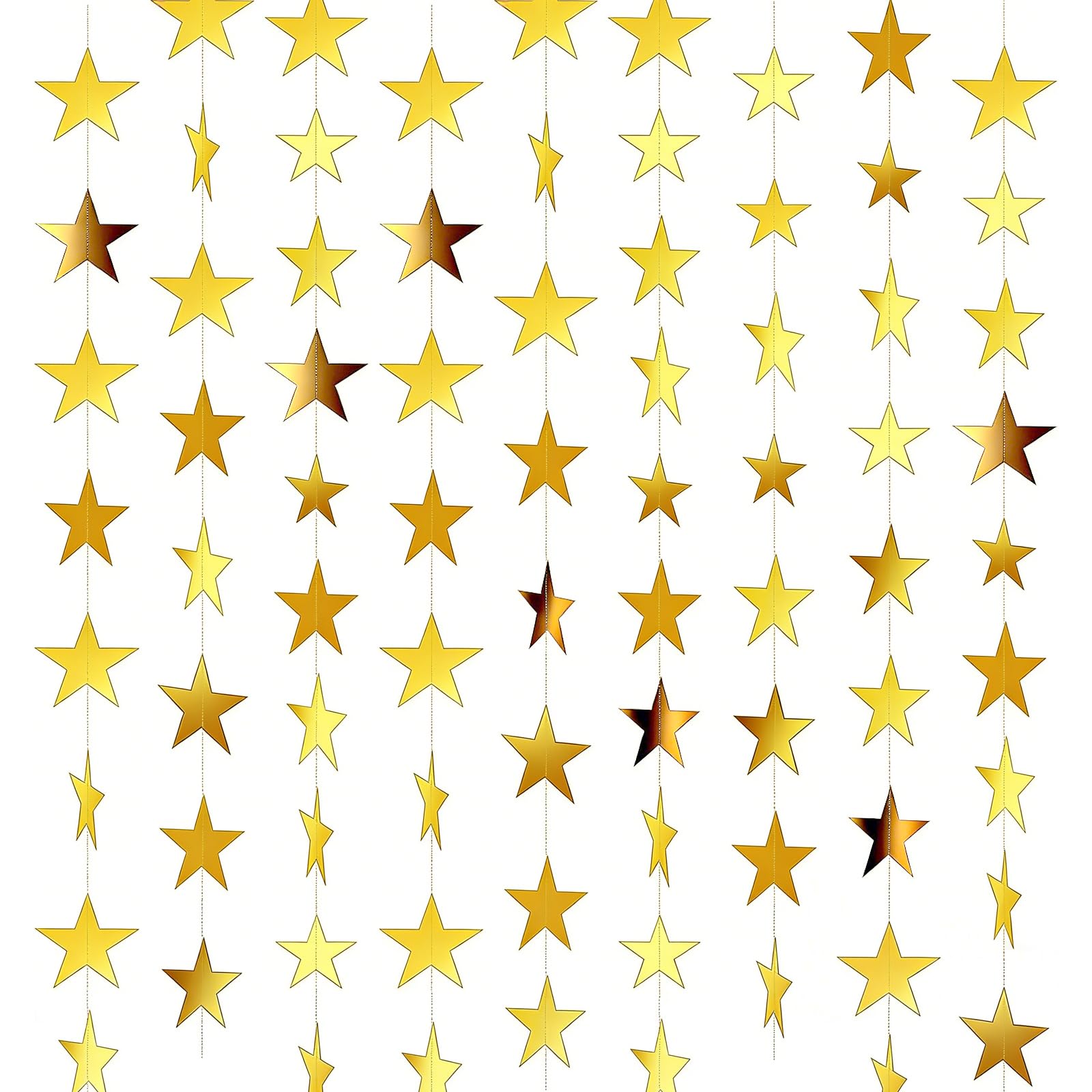 6PCS Gold Star Garland Decorations - 78 Feet Double Side Hanging Stars Decorations for Ceiling, Paper Star Garland Gold Star Streamers for Birthday Wedding Engagement Homecoming Classroom Party