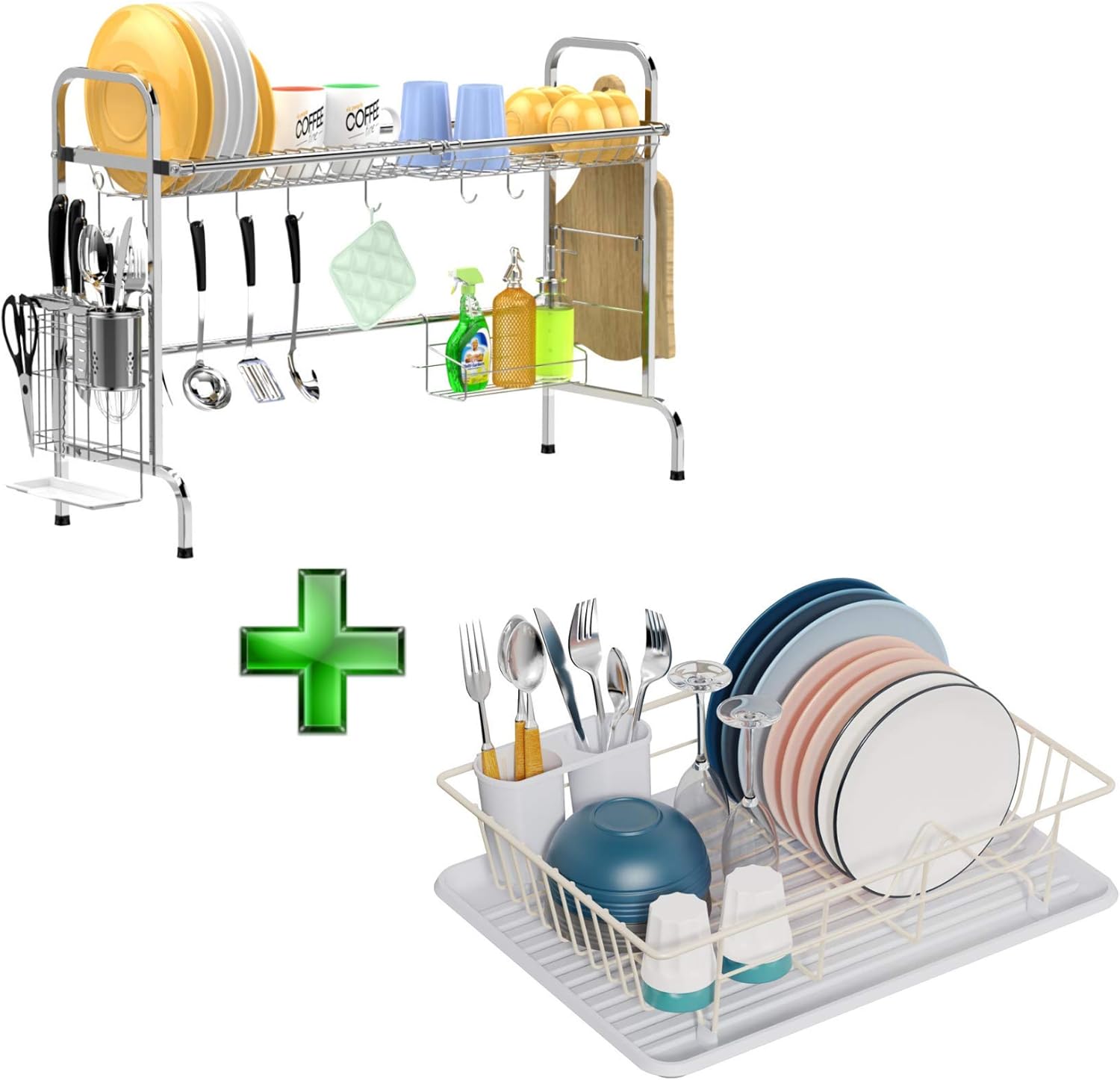 Dish Drying Rack Set, GSlife Over Sink Dish Drying Rack