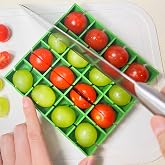 Yamteck Grapes Cherry Tomatoes Cutter Slicer Half or Quarter Cutting 16Pcs at a Time, Food Grade Material, Dishwasher Safe, Fruit Container Holder Cutter for Salad Kids Baby Toddlers' Snacks