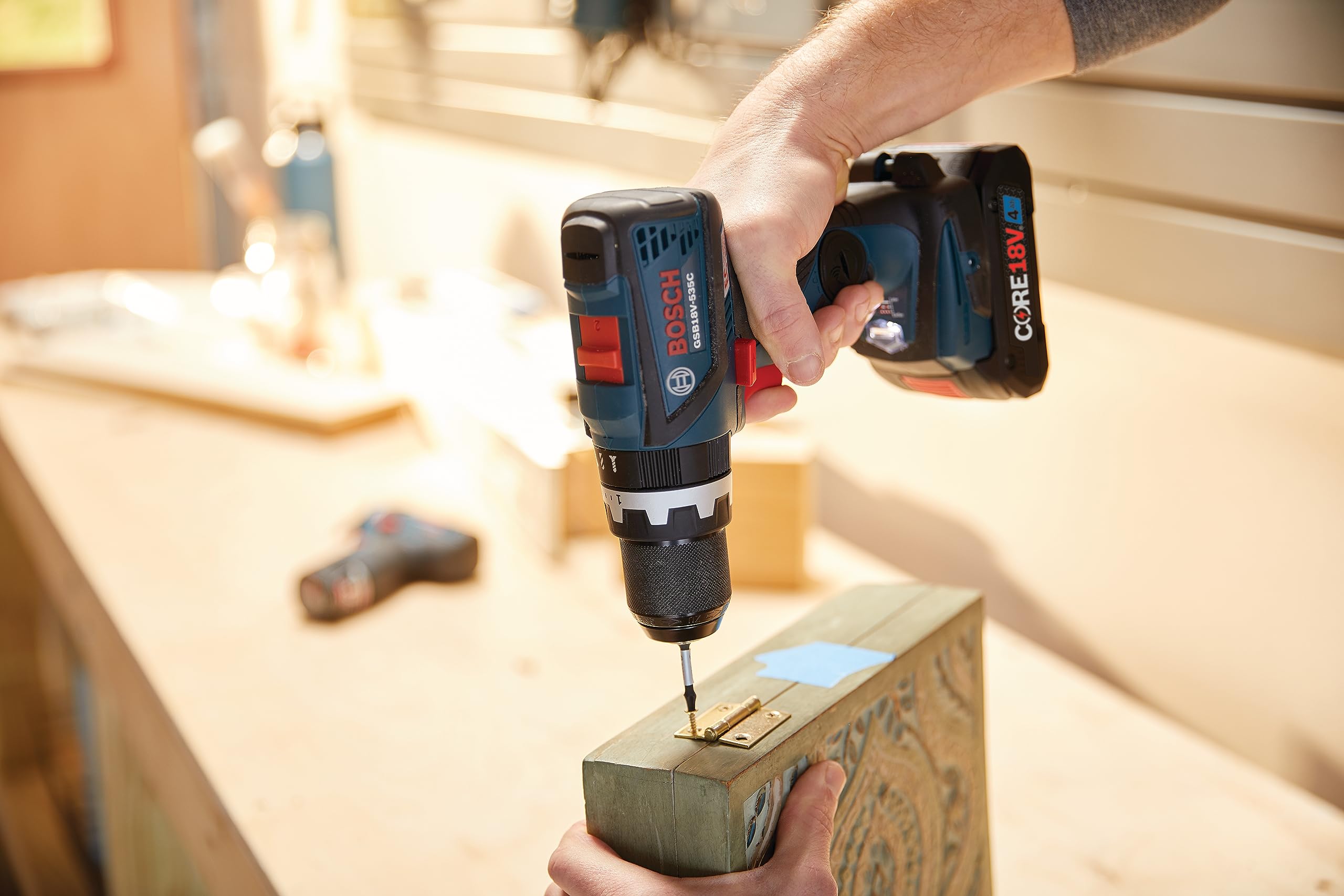BOSCH GSB18V-535CB15 18V EC Brushless Connected-Ready 1/2 In. Hammer Drill/Driver with (1) CORE18V 4 Ah Advanced Power Battery