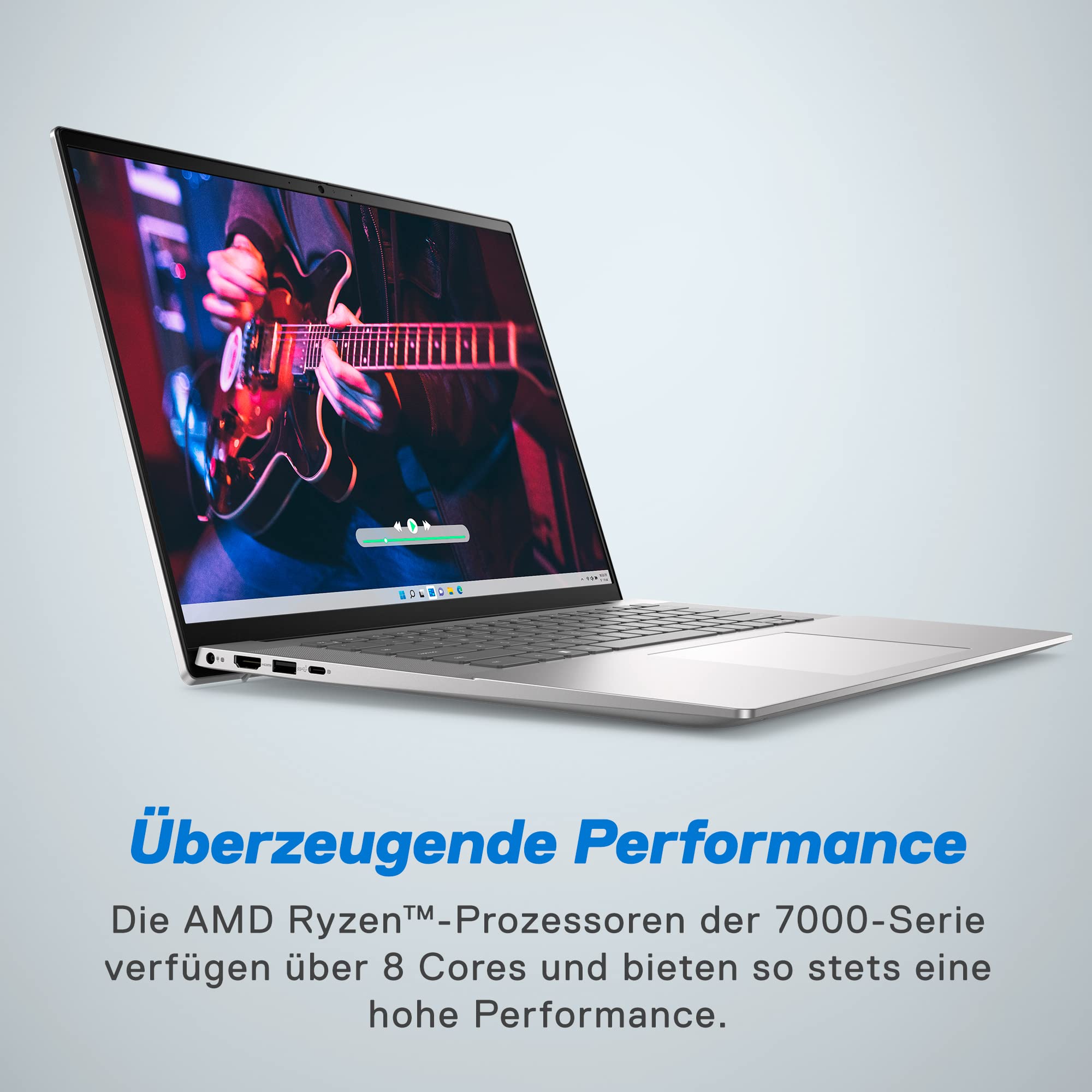 Dell Inspiron 16 5635 Laptop, 16 Inch 16:10 FHD+ Display, AMD Ryzen 5 7530U, 16 GB RAM, 512 GB SSD, AMD Radeon Graphics, Windows 11 Home Plus, Fingerprint Reader, QWERTZ Keyboard, Silver