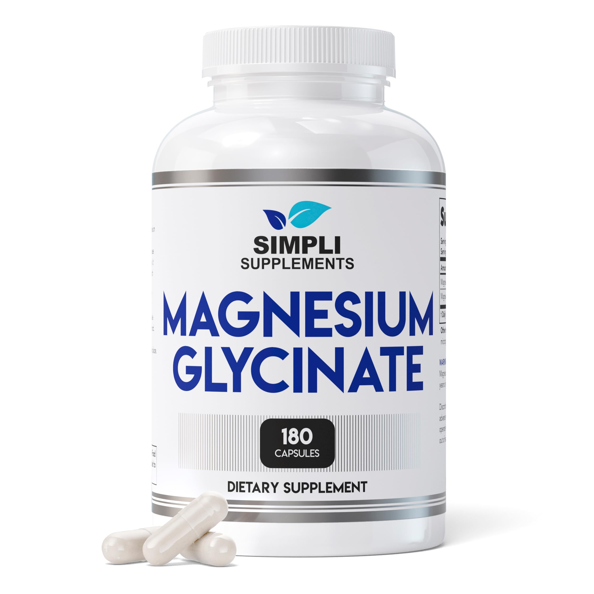 Magnesium Glycinate 400mg per Serving – High Absorption – Gentle on Stomach – Supports Sleep, Relaxation, Muscle, Bone & Immune Health – Non-GMO, Vegan, 180 Capsules