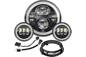 AVOUZ 7 Inch Motorcycle LED Headlight 4.5" Fog Passing Lamps DOT Kit for Harley Davidson Street Glide Road King Electra Glide Fatboy Ultra Classic Heritage Softail Slim Deluxe Yamaha