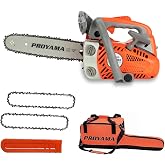 PROYAMA Gas Powered Chainsaw, 12in Top Handle Chainsaw with 2 Chains | Lightweight Handheld Chainsaw, 25.4cc EPA Certified Chain Saw, Easy Start Climbing Saw for Tree Wood Cutting Yard Work