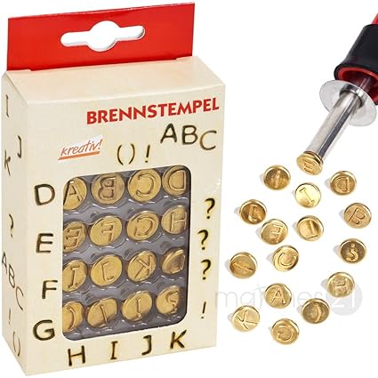 matches21 Brandmalerei Brennstempel Buchstaben A - L & Satzzeichen Aufsätze Set 16 STK. für matches21 Brandmalkolben Sets