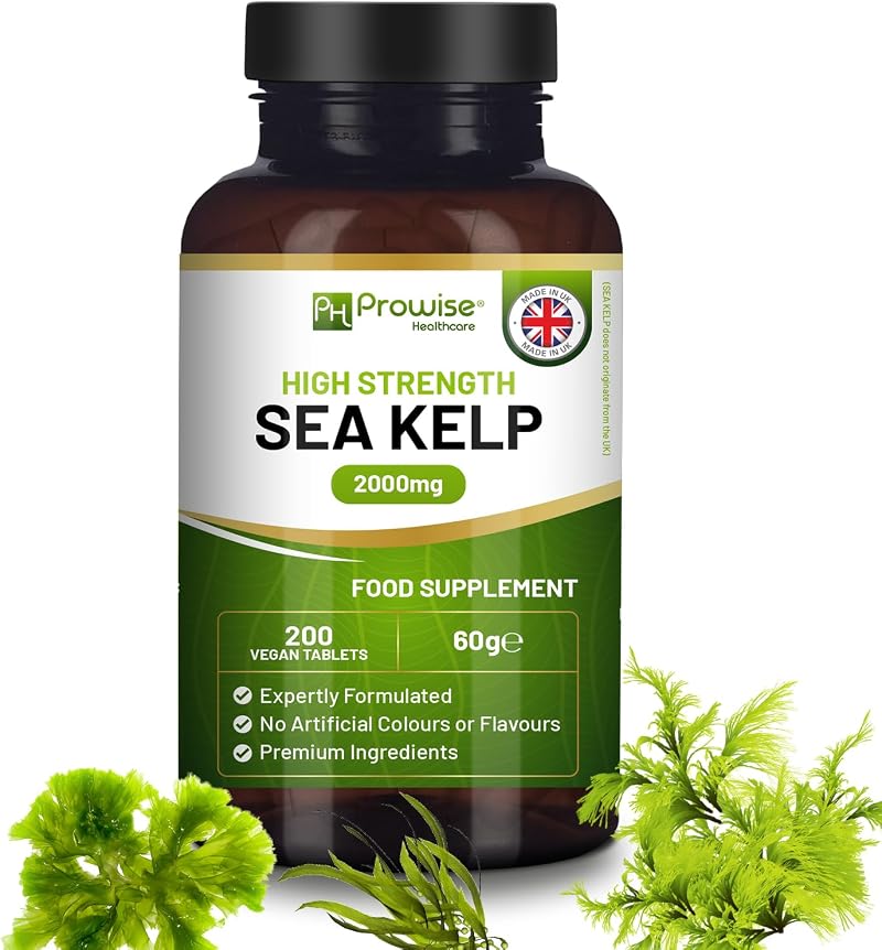 PH PROWISE Sea Kelp 2000mg 200 Vegan Tablets UK Made Iodine Supplement